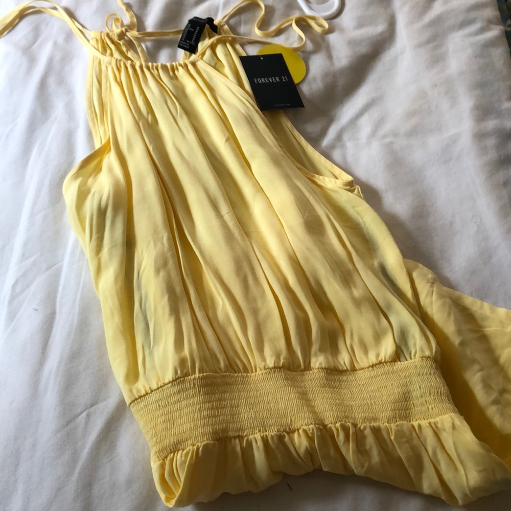 yellow forever 21 halter romper